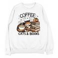 Cute Coffee Cats Books Lover Idea Women Men Kids Unisex Sweatshirt