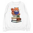 Cute Kawaii Kids Reading Books Glasses Red Panda Lover Unisex Sweatshirt
