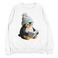 Cute Penguin Reading Book Faux-Crochet Print Unisex Sweatshirt