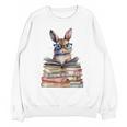 Cute Reading Bunny With Glasses Books Bookworm Reader Book Premium Tri-Blend Unisex Sweatshirt