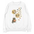 Cute Reading Cat With Kitten Dandelion Flowers Book Lover Unisex Sweatshirt