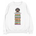 Cute Wiener Dog Dachshund Reading On Pile Of Books Unisex Sweatshirt