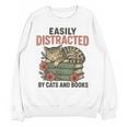 Easily Distracted By Cats And Books Vintage Unisex Sweatshirt Easily Distracted By Cats And Books Vintage Unisex Sweatshirt