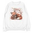 Fox And Book Lover Graphic For Women And Spring Pink Flower Unisex Sweatshirt