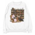 Ghost Reading Book Cat Lover Halloween Reading Enthusiast Unisex Sweatshirt