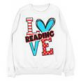 I Heart Books Love Reading Red And Stripe Animated Cat For Men Women Girls Kids Unisex Sweatshirt