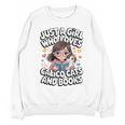 Kawaii Cat And Books Just A Girl Who Loves Both Unisex Sweatshirt Kawaii Cat And Books Just A Girl Who Loves Both Unisex Sweatshirt