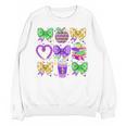 Mardi Gras Teacher Coquette Bow Pencil Apple Book Women Girl Unisex Sweatshirt