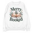Merry And Booked Holiday Reading Winter Book Lover Premium Tri-Blend Unisex Sweatshirt