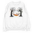 Skeleton Reading Book In Hammock Halloween Reader Unisex Sweatshirt