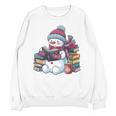 Snowman Reading Book Lovers Christmas Bookworm Librarian Unisex Sweatshirt