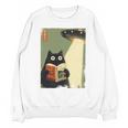 Vintage Japanese Cat Book Lovers UFO Alien Abduction Cat Dad Unisex Sweatshirt Vintage Japanese Cat Book Lovers UFO Alien Abduction Cat Dad Unisex Sweatshirt