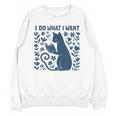 I Do What I Want Cat Reading Book Boho Flowers Vintage Unisex Sweatshirt