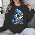 Adorable Book Lover Blue Jay With Reading Glasses Cute Unisex Sweatshirt