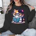 Adorable Book Lover Calico Cat With Reading Glasses Cute For Men Women Kids Unisex Sweatshirt Adorable Book Lover Calico Cat With Reading Glasses Cute For Men Women Kids Unisex Sweatshirt