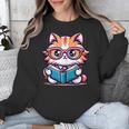 Adorable Book Lover Maine Coon Cat With Reading Glasses Cute Unisex Sweatshirt