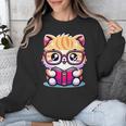 Adorable Book Lover Persian Cat With Reading Glasses Cute Unisex Sweatshirt