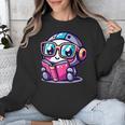 Adorable Book Lover Robot With Reading Glasses Cute Unisex Sweatshirt