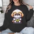 Adorable Book Lover Shih Tzu With Reading Glasses Cute Unisex Sweatshirt