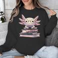 Axolotl Books Readsalotl Reading Bookworm Kawaii Axolotl Unisex Sweatshirt