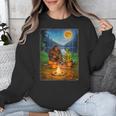 Bigfoot And Alien Reading Books Campfire Halloween Unisex Sweatshirt