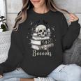 Boo Skeleton Skull Books Halloween Women School Teacher Kid Unisex Sweatshirt