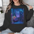 Book Library Bookshelf Armchair Window Pattern Print Unisex Sweatshirt