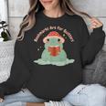 Bookmarks Are For Quitters Frog Reading Book Graphic Unisex Sweatshirt