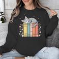 Books Lover Cute Sleepy Cat Relax Reading Vibe Unisex Sweatshirt