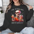 I Like My Books Spicy And My Coffee Icy Skeleton Unisex Sweatshirt