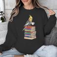 Bookworm Cockatiel Bird Reading Books Drinking Coffee Lover Unisex Sweatshirt