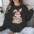 Bunny Rabbit Reading Books Rabbit Books Bunny Reader Unisex Sweatshirt