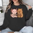 Capybara Axolotl Kawaii Kids Anime Book Lover Reading Unisex Sweatshirt Capybara Axolotl Kawaii Kids Anime Book Lover Reading Unisex Sweatshirt