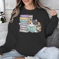 Cat On Books Pets Cats Reading Book Nerd Read Reader Bookcat Unisex Sweatshirt Cat On Books Pets Cats Reading Book Nerd Read Reader Bookcat Unisex Sweatshirt