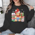 Christmas Gingerbread Man Reading Book Snowflake Teacher Unisex Sweatshirt