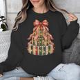 Coquette Christmas Book Tree Xmas Lights Librarian Teacher Unisex Sweatshirt