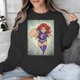 The Crimson Crescent 90s Retro Comic Book Superheroine Art Unisex Sweatshirt