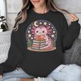 Cute Axolotl Reading Books Cozy Night Aesthetic Unisex Sweatshirt