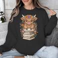 Cute Baby Highland Cow Reading Book Librarian Bookworm Unisex Sweatshirt