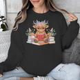 Cute Baby Highland Cow Reading Book Lover Toddler Unisex Sweatshirt
