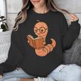 Cute Bookworm Worm Reading Book Glasses Nerdy Unisex Sweatshirt
