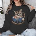 Cute Cat Reading Books With Tea Unisex Sweatshirt Cute Cat Reading Books With Tea Unisex Sweatshirt