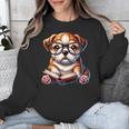 Cute Dog Puppy English Bulldog Reading Book Unisex Sweatshirt