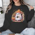 Cute Ghost Drinking Coffee Halloween Reading Book Retro Unisex Sweatshirt Cute Ghost Drinking Coffee Halloween Reading Book Retro Unisex Sweatshirt