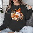 Cute Ghost Reading Book Lovers Halloween Pumpkin Women Girls Unisex Sweatshirt