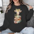 Cute Giraffe With Book Floral Bookworm Librarian Book Lover Unisex Sweatshirt