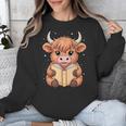 Cute Highland Cow Reading Book Unisex Sweatshirt