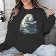 Cute Manatee Reading Book Bookworm Readers Manatee Lover Unisex Sweatshirt