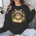 Cute Raccoon Reading Book Flowers Floral Unisex Sweatshirt Cute Raccoon Reading Book Flowers Floral Unisex Sweatshirt