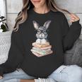 Cute Reading Bunny With Glasses Books Reader Book Bookworm Unisex Sweatshirt